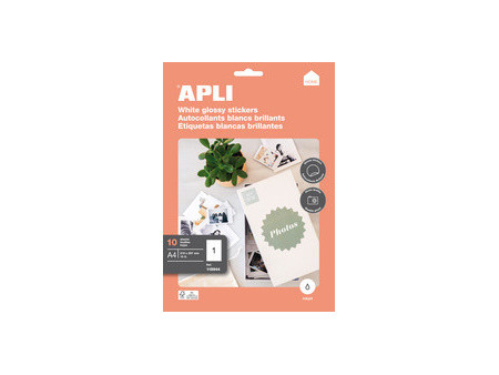 APLI Etiquette photo brillante, 210 x 297 mm, blanc
