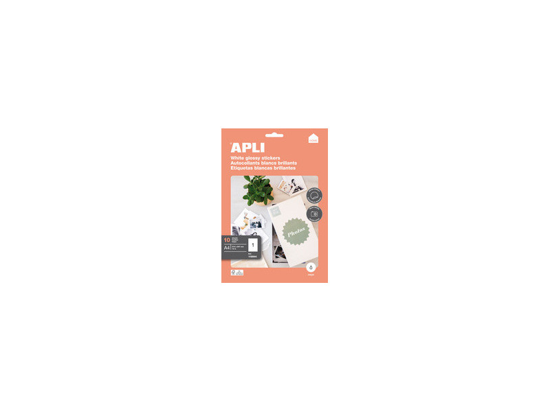 APLI Etiquette photo brillante, 210 x 297 mm, blanc