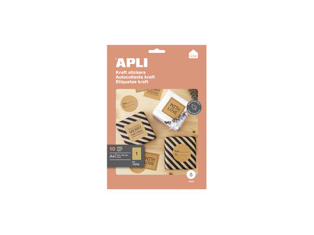 APLI Etiquette en papier kraft, 210 x 297 mm, kraft brun