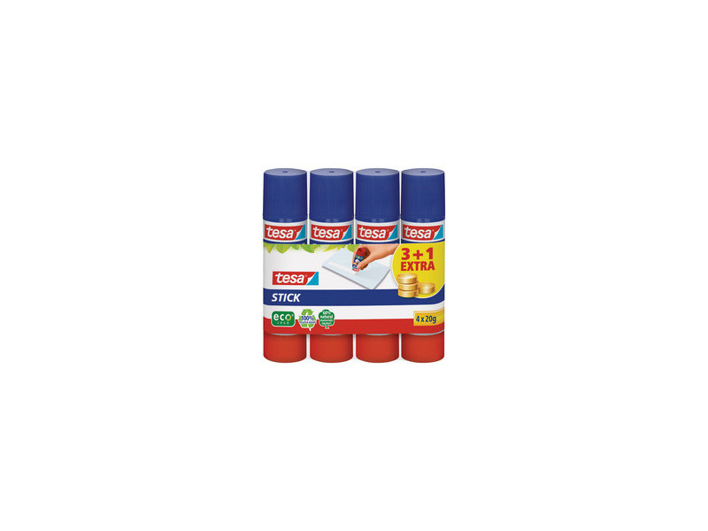tesa ecoLogo Stick Bâton de colle, paquet de 4, 20 g