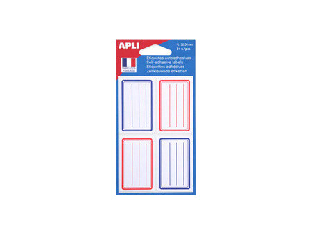 APLI Etiquettes pour livre, 36 x 56 mm, lignées, blanc/bleu