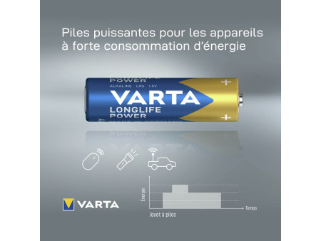 VARTA Pile alcaline Longlife Power, Mignon AA, pack éco