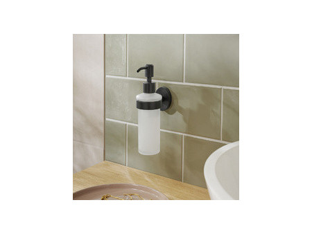 tesa Distributeur de savon MOON BLACK, verre satiné, noir
