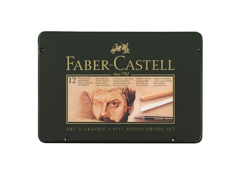 FABER-CASTELL PITT MONOCHROME Set petit, étui de 12 pièces