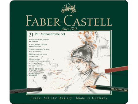 FABER-CASTELL PITT MONOCHROME Set medium, étui de 21 pièces