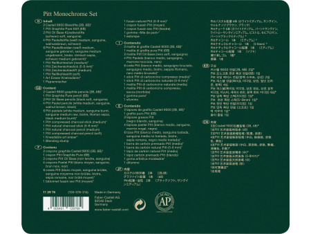 FABER-CASTELL PITT MONOCHROME Set medium, étui de 21 pièces