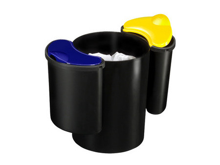CEP Corbeille avec kit de recyclage CONFORT, noir/bleu/jaune