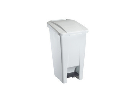 CEP Poubelle mobile à pédale en plastique, 60 litres, blanc
