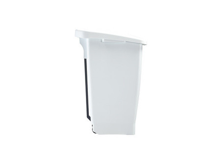 CEP Poubelle mobile à pédale en plastique, 60 litres, blanc