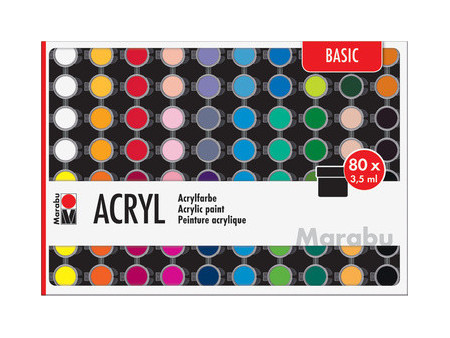 Marabu Set de peinture acrylique 'BASIC', 80 x 3,5 ml