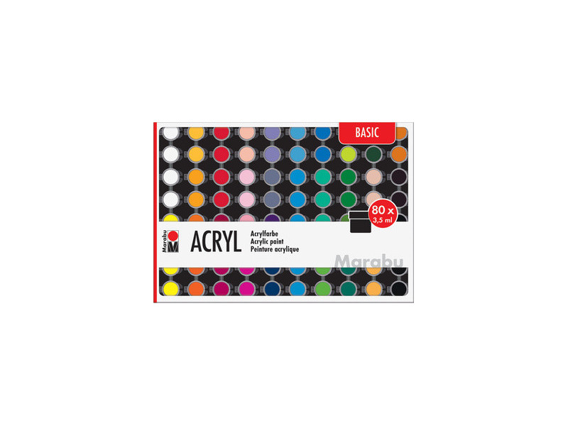Marabu Set de peinture acrylique 'BASIC', 80 x 3,5 ml