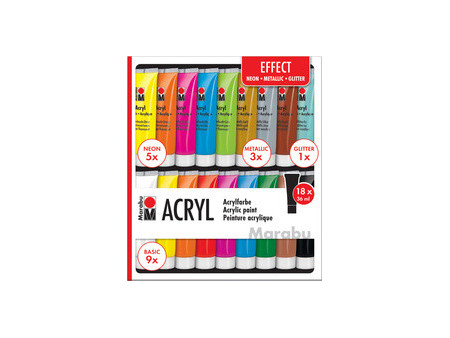 Marabu Set de peinture acrylique 'EFFECT', 18 x 36 ml