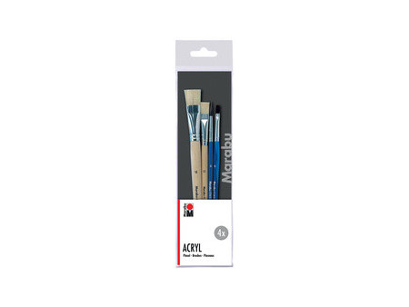 Marabu Set de pinceaux pour l'acrylique Acryl, 4 pièces