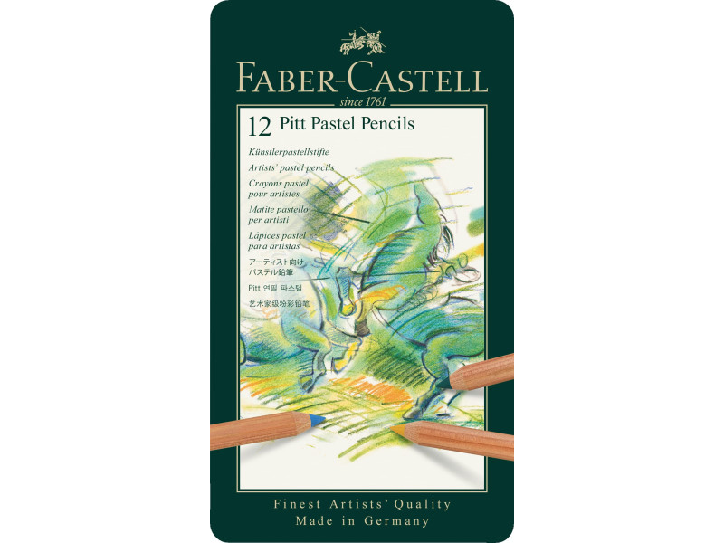 FABER-CASTELL Crayons de couleur PITT PASTELL, étui de 12 en