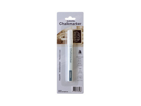EUROPEL Marqueur craie 6 mm, blister de 1, blanc