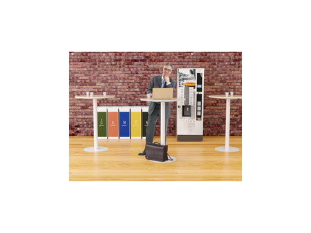 PAPERFLOW Table haute easyDesk, diam. 800 mm, blanc / blanc