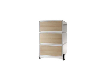 PAPERFLOW Caisson mobile 'easyBox', 3 tiroirs, blanc / hêtre