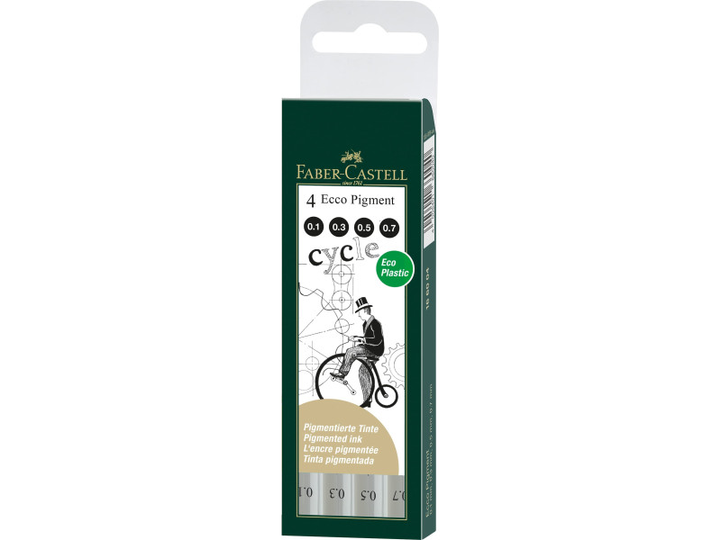 FABER-CASTELL Stylo-feutre ECCO PIGMENT, étui de 4, noir