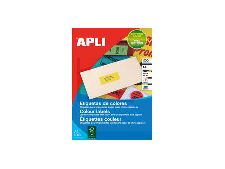 APLI Etiquette d'adresse, 210 x 297 mm, coins droits, jaune