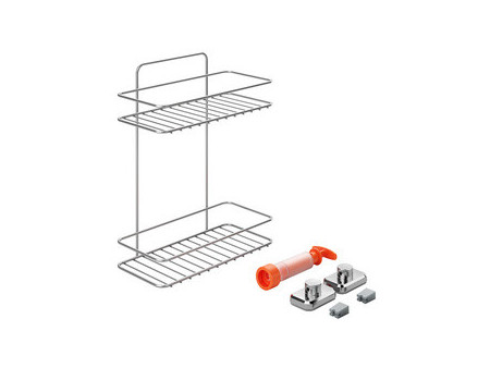 metaltex Étagère de douche Reflet LUXY & Vaccum Fix, argent