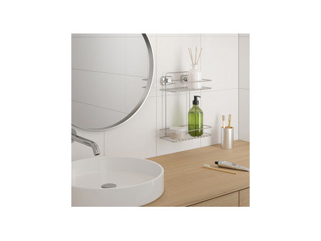 metaltex Étagère de douche Reflet LUXY & Vaccum Fix, argent