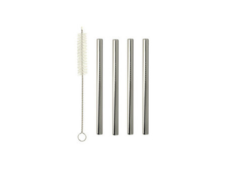metaltex Paille courte/droite, inox, argent, set de 4