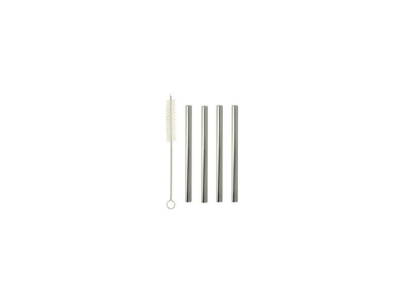 metaltex Paille courte/droite, inox, argent, set de 4