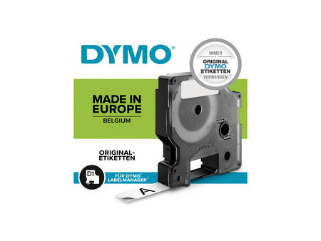 DYMO Cassette de ruban à étiqueter D1, 12mm x 7m, pack de 20