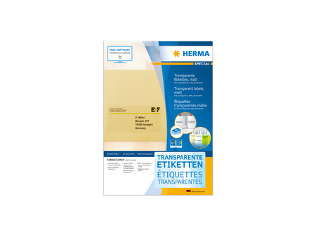 HERMA Étiquette film SPECIAL, 210 x 297 mm, transparent