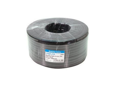 LogiLink Câble téléphonique, 100 m, 4 fils, plat, noir