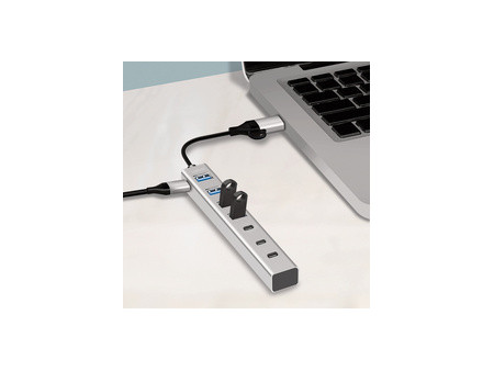 LogiLink Hub USB 3.0, 7 ports, 4x USB-A / 3x USB-C, argent