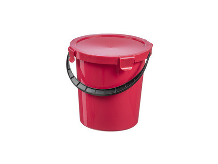 plast team Seau à cueillette avec couvercle, 5 L, rouge