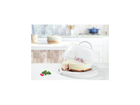plast team Plat & cloche à gâteau, rond, transparent/blanc