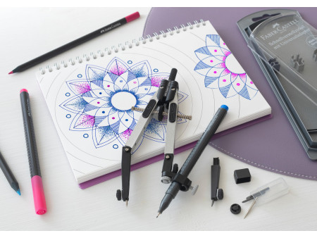 FABER-CASTELL Compas à réglage rapide, argent / noir