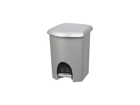 plast team Poubelle cosmétique à pédale, 6 litres, argent