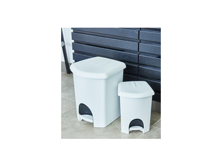 plast team Poubelle à pédale, 16 litres, blanc