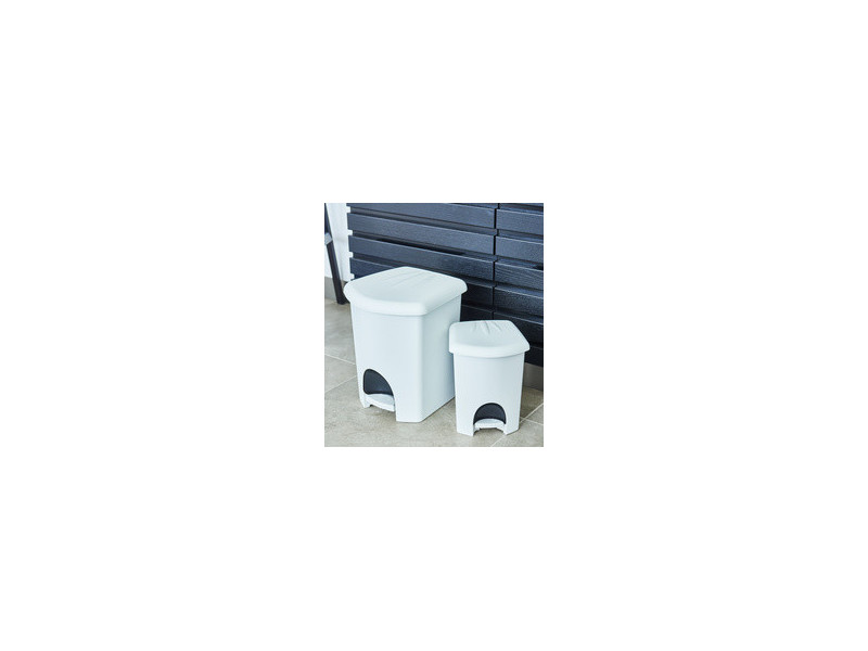 plast team Poubelle à pédale, 16 litres, argent