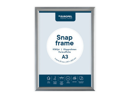 EUROPEL Cadre porte-affiche premium, A0, 25 mm, argent