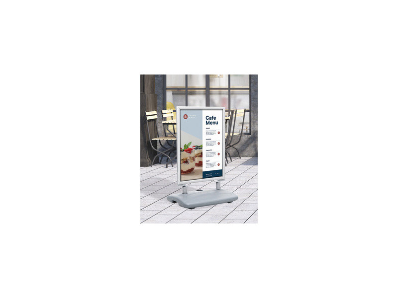 EUROPEL Panneau trottoir avec pied en plastique, A1, argent
