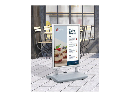 EUROPEL Panneau trottoir avec pied en plastique, A0, argent