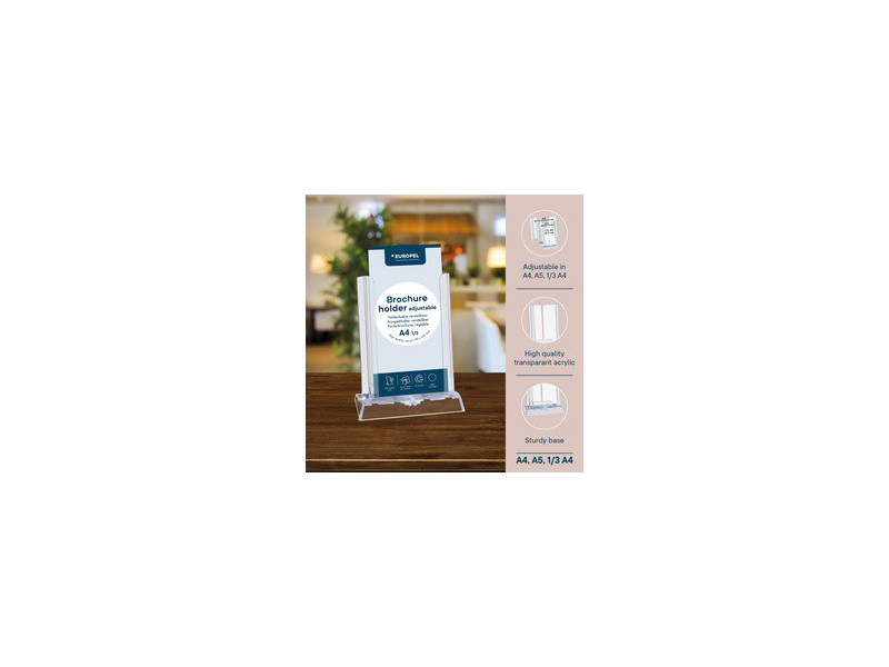 EUROPEL Porte-brochures de table, réglable, 1 compartiment