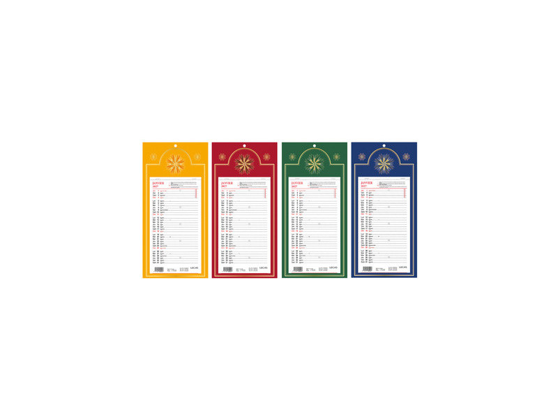 LECAS Calendrier mural long, 160 x 330 mm, fond Skytos, 2027