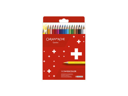 CARAN D'ACHE Crayons de couleur SWISSCOLOR,étui carton de 18