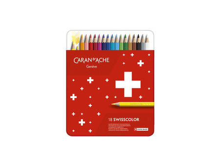 CARAN D'ACHE Crayons de couleur SWISSCOLOR, étui métal de 18