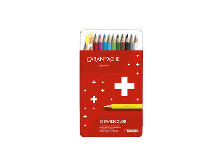 CARAN D'ACHE Crayons de couleur SWISSCOLOR, étui métal de 18