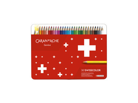 CARAN D'ACHE Crayons de couleur SWISSCOLOR, étui métal de 30