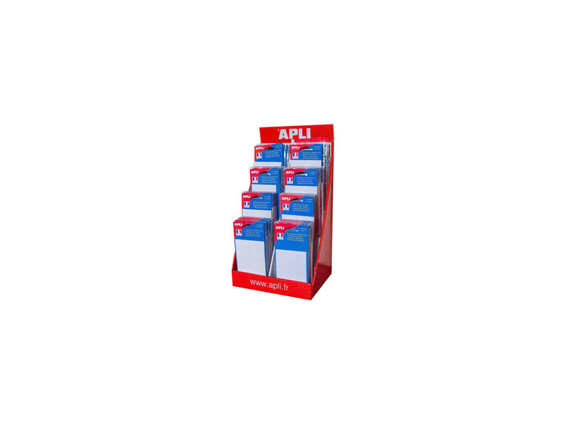 APLI Etiquettes blanches assorties, en présentoir de 160