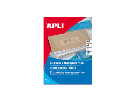 APLI Etiquettes adresse transparentes, 210 x 297 mm