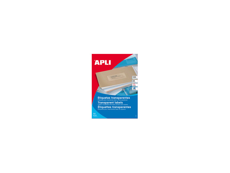 APLI Etiquettes adresse transparentes, 210 x 297 mm