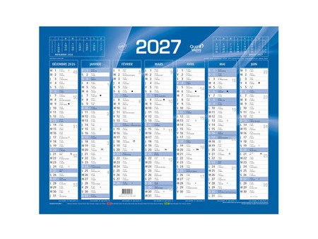QUO VADIS Calendrier de banque bleu, 135 x 180 mm, 2027